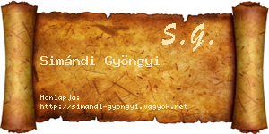 Simándi Gyöngyi névjegykártya